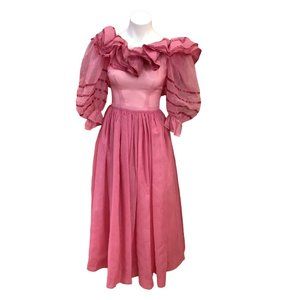 1970's Pink Ruffle Dress